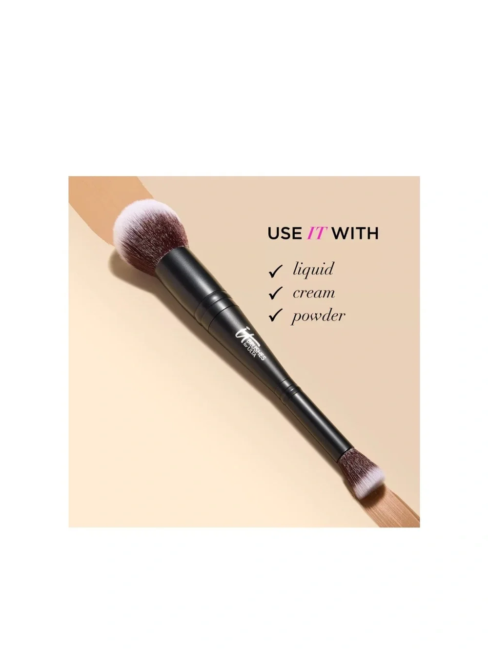 IT Cosmetics Airbrush Dual Ended Concealer and Foundation Brush #132 NWT